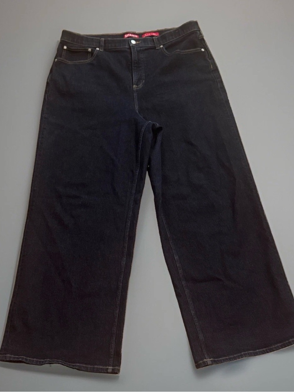 Spanx Wide Leg Jeans Womens 2X Dark Marina Wash Pull On High Rise Tummy Control